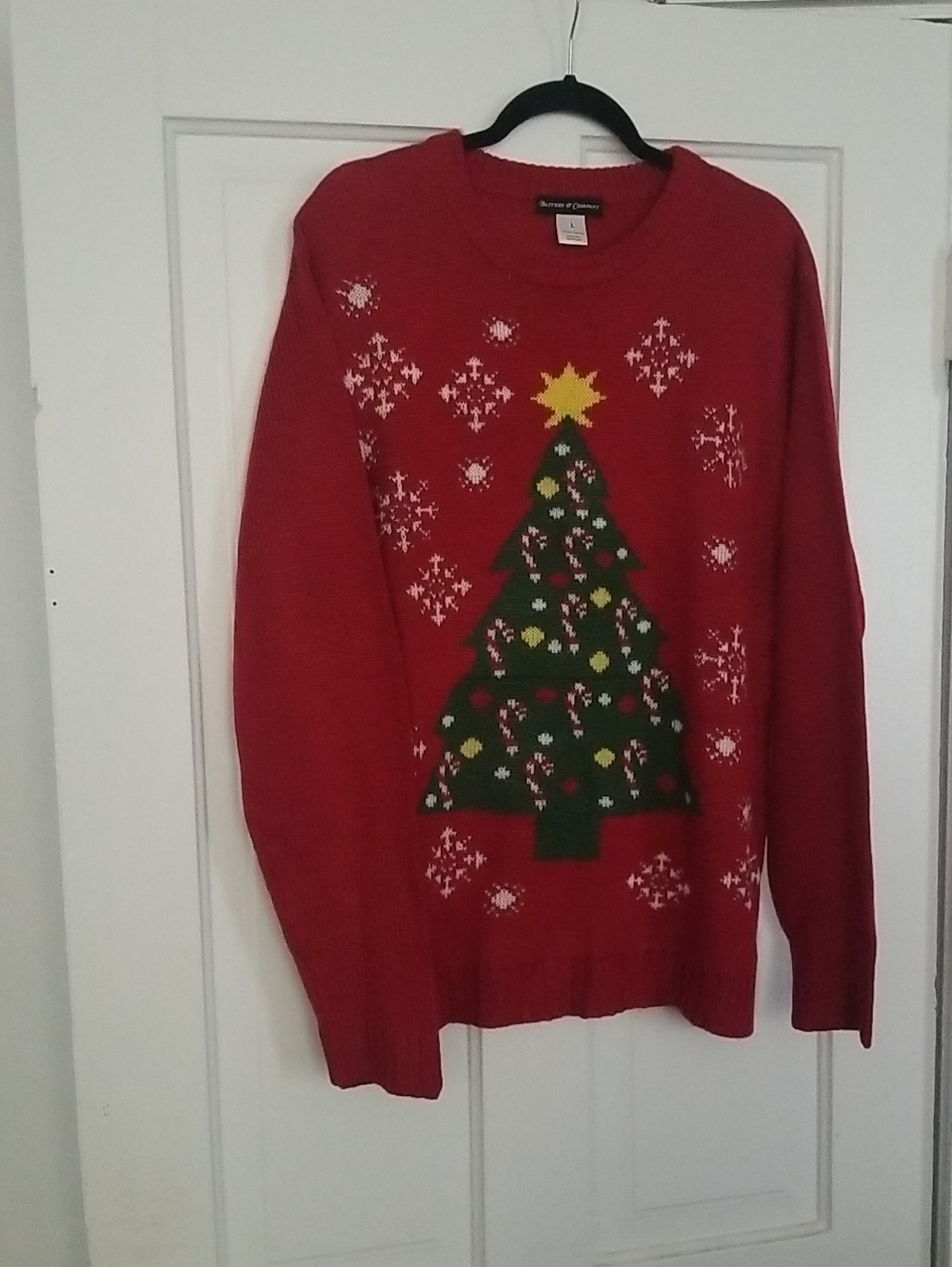 Men's Red Christmas Tree Crewneck Sweater by